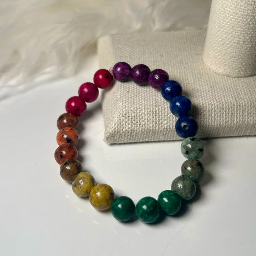 Handmade Stretch Bracelet Chakra Beads - Picture 1 of 3